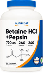 Nutricost Betaine HCl + Pepsin bottle with 240 vegetarian capsules