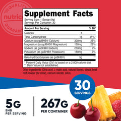 Nutricost BHB Salts Drink Mix dissolving in water with fruit punch