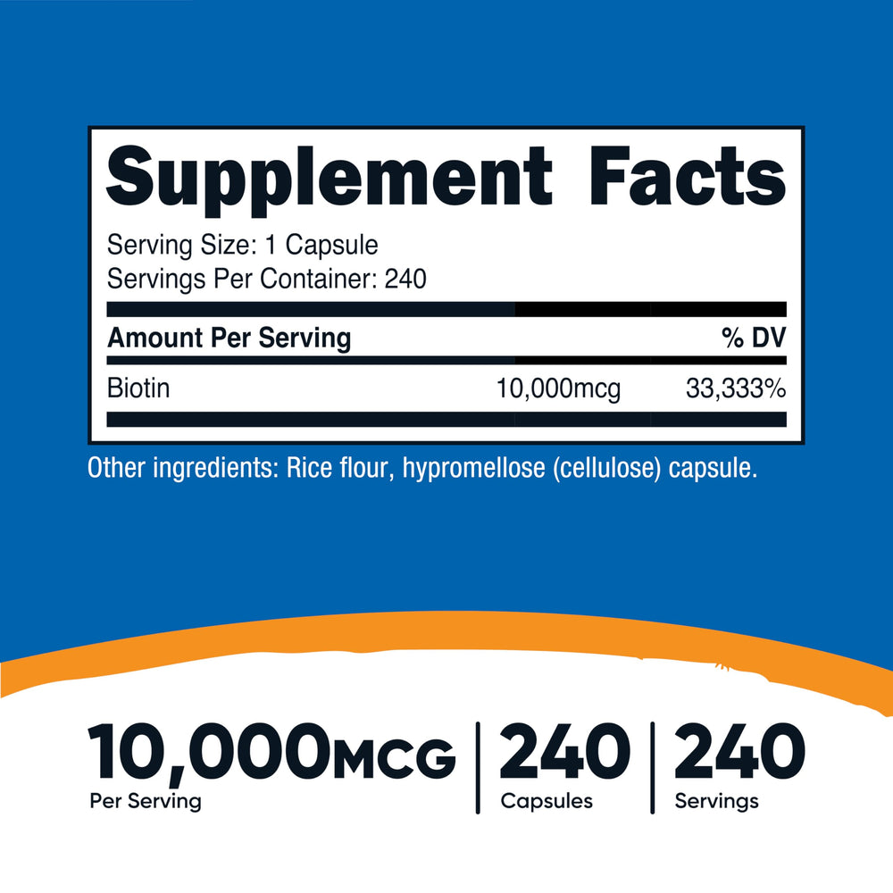 Nutricost Biotin 240 capsules arranged for easy daily supplementation.