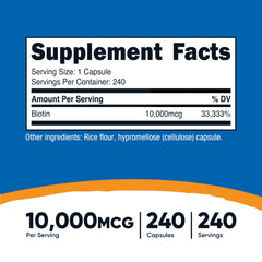 Nutricost Biotin 240 capsules arranged for easy daily supplementation.