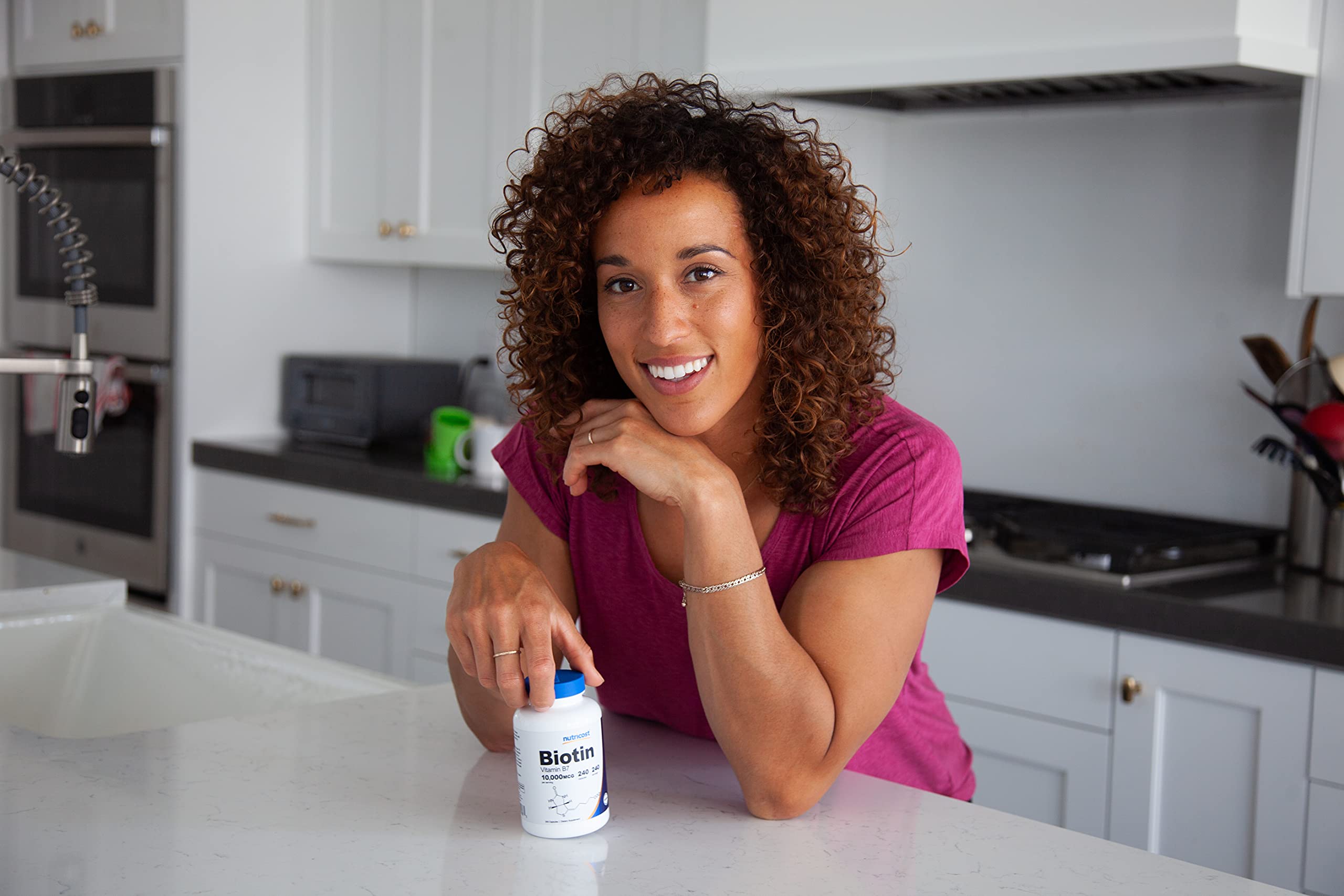 Nutricost Biotin produced in GMP-compliant FDA-registered facility label.