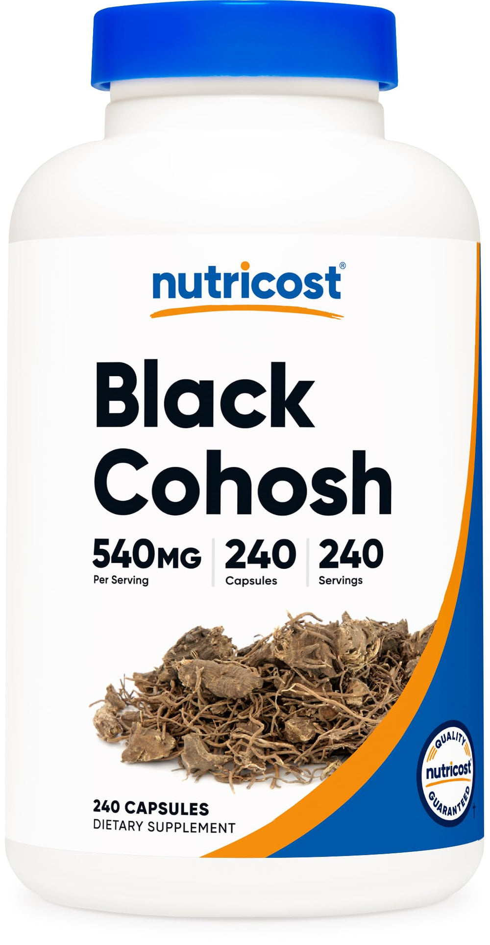 Nutricost Black Cohosh bottle front view, convenient 540 mg capsules for daily use.