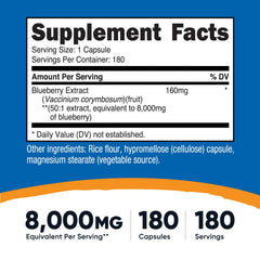 Nutricost Blueberry Extract capsules closeup, vegetarian and easy to swallow.