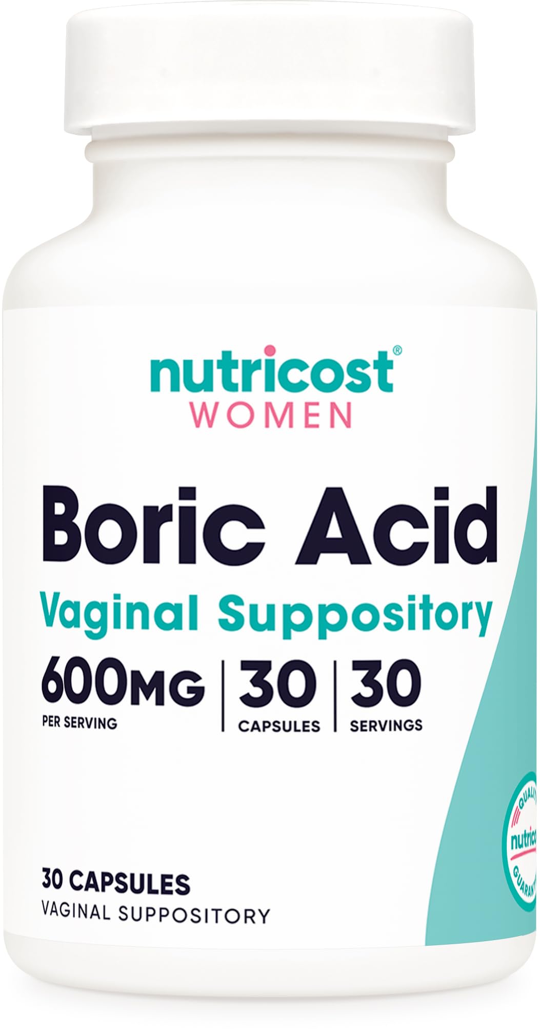 Nutricost boric acid 600mg bottle for easy daily use and convenient storage.