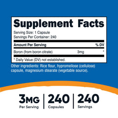 Nutricost Boron 3mg bottle on table for everyday routine.
