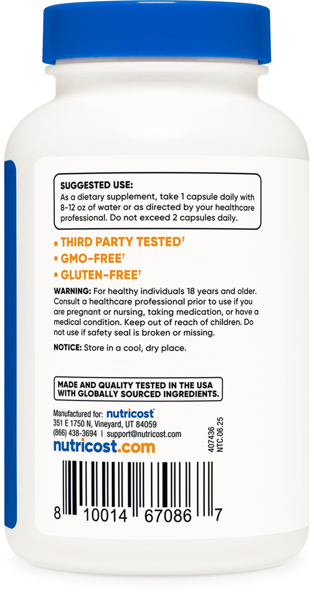 Nutricost Boron Capsules 5mg bottle close-up – high-quality vegetarian capsules.