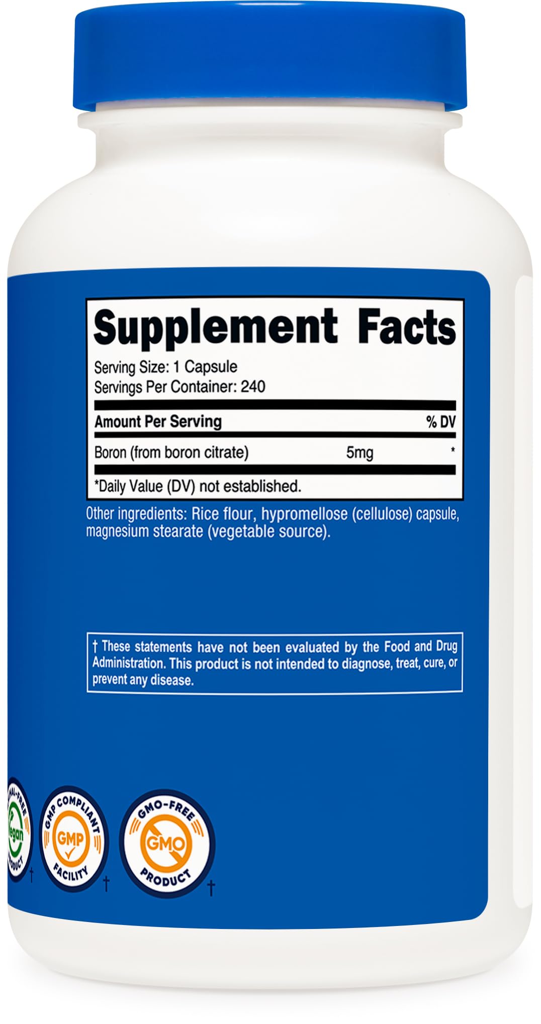 Nutricost Boron Capsules 5mg nutrition facts – transparent information at a glance.