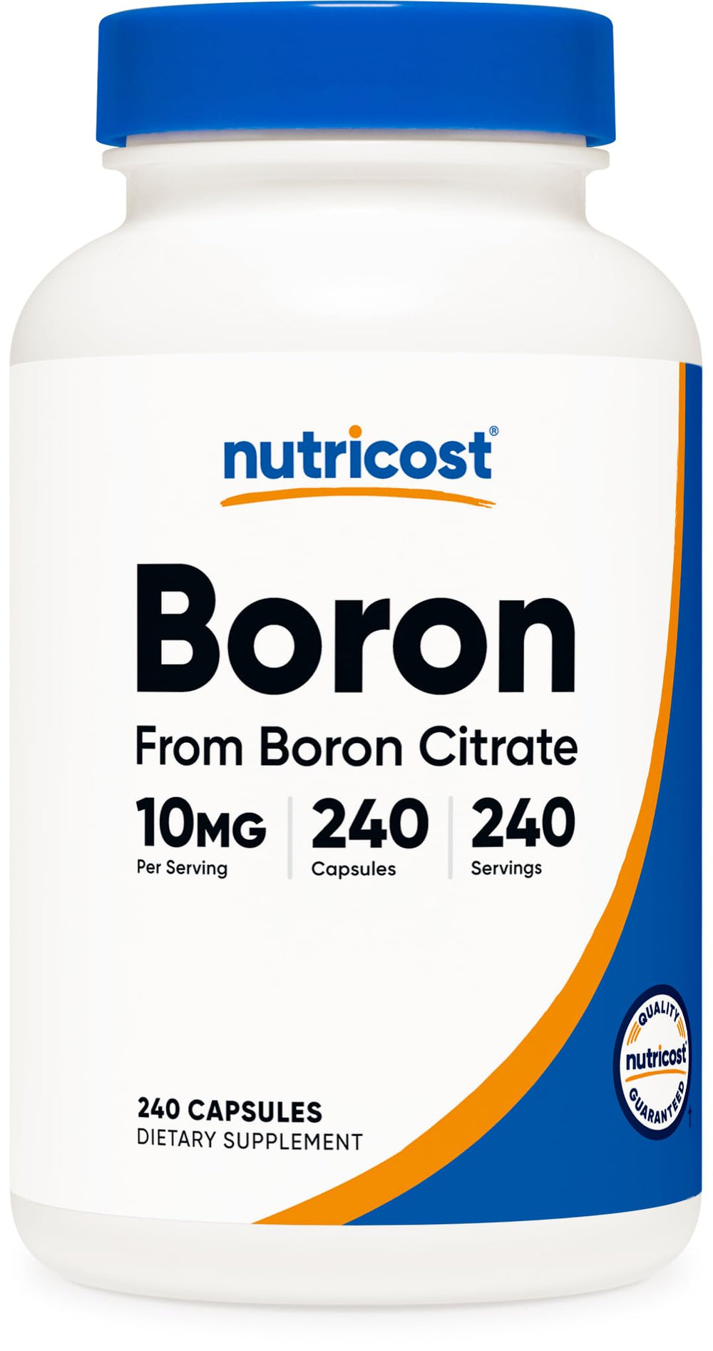 Nutricost boron capsules bottle front for daily mineral support.