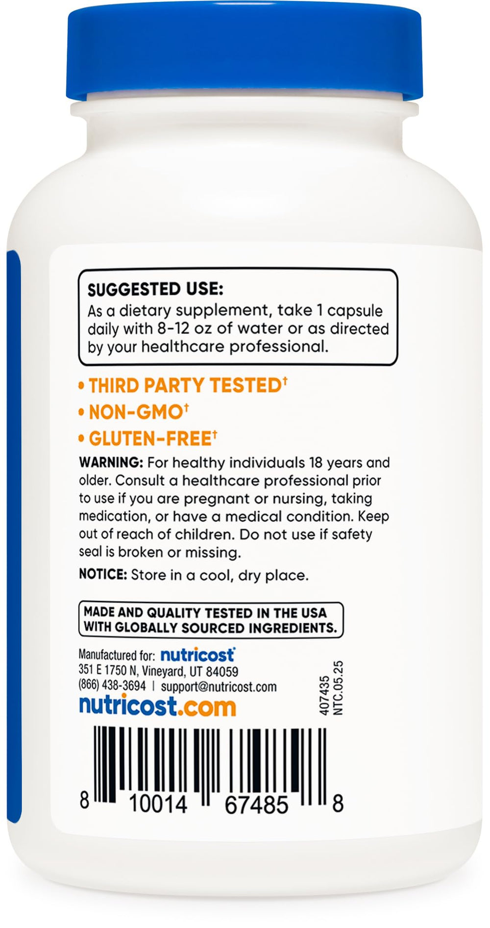 Nutricost boron capsules bottle pour ready for everyday use.