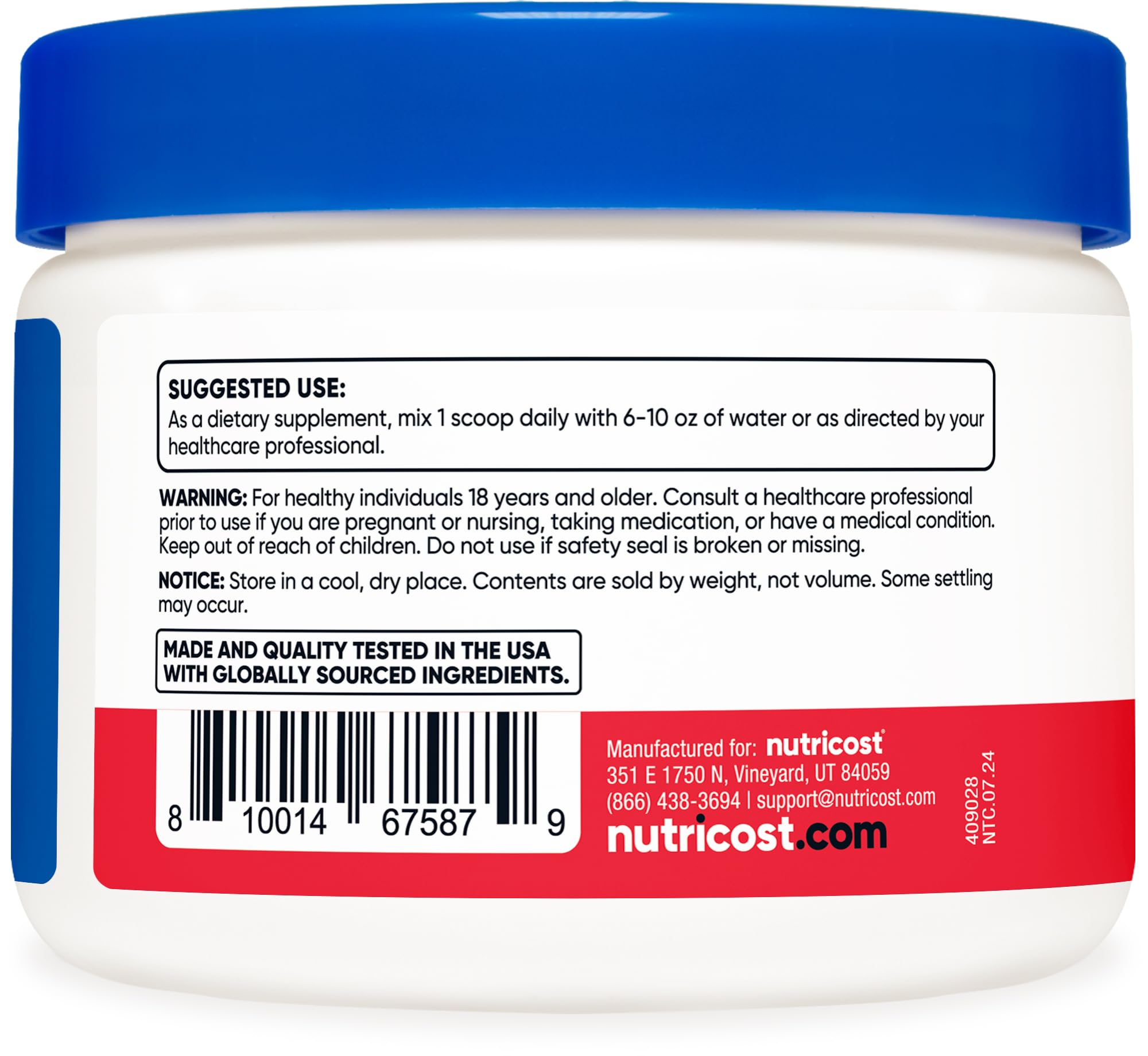 Nutricost bottle label fruit punch highlights flavor and ingredients