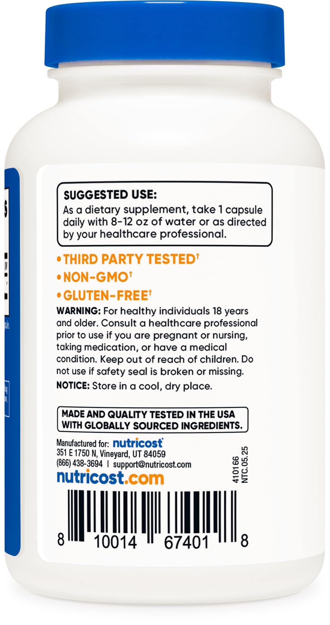 This image displays Nutricost bottle side view including the 120-caps option.