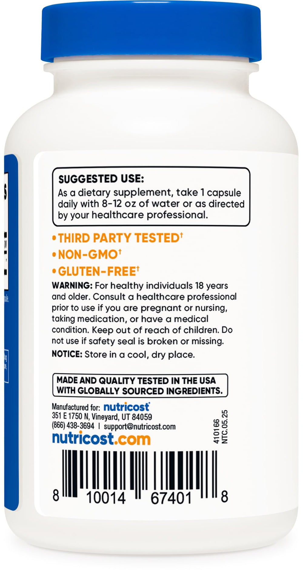 This image displays Nutricost bottle side view including the 120-caps option.