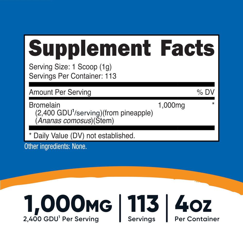 Nutricost Bromelain Powder label closeup showing product details for informed shopping