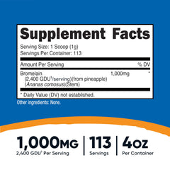 Nutricost Bromelain Powder label closeup showing product details for informed shopping