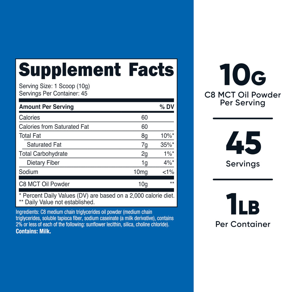 Nutricost C8 MCT Oil Powder scoop serving showing convenient measuring