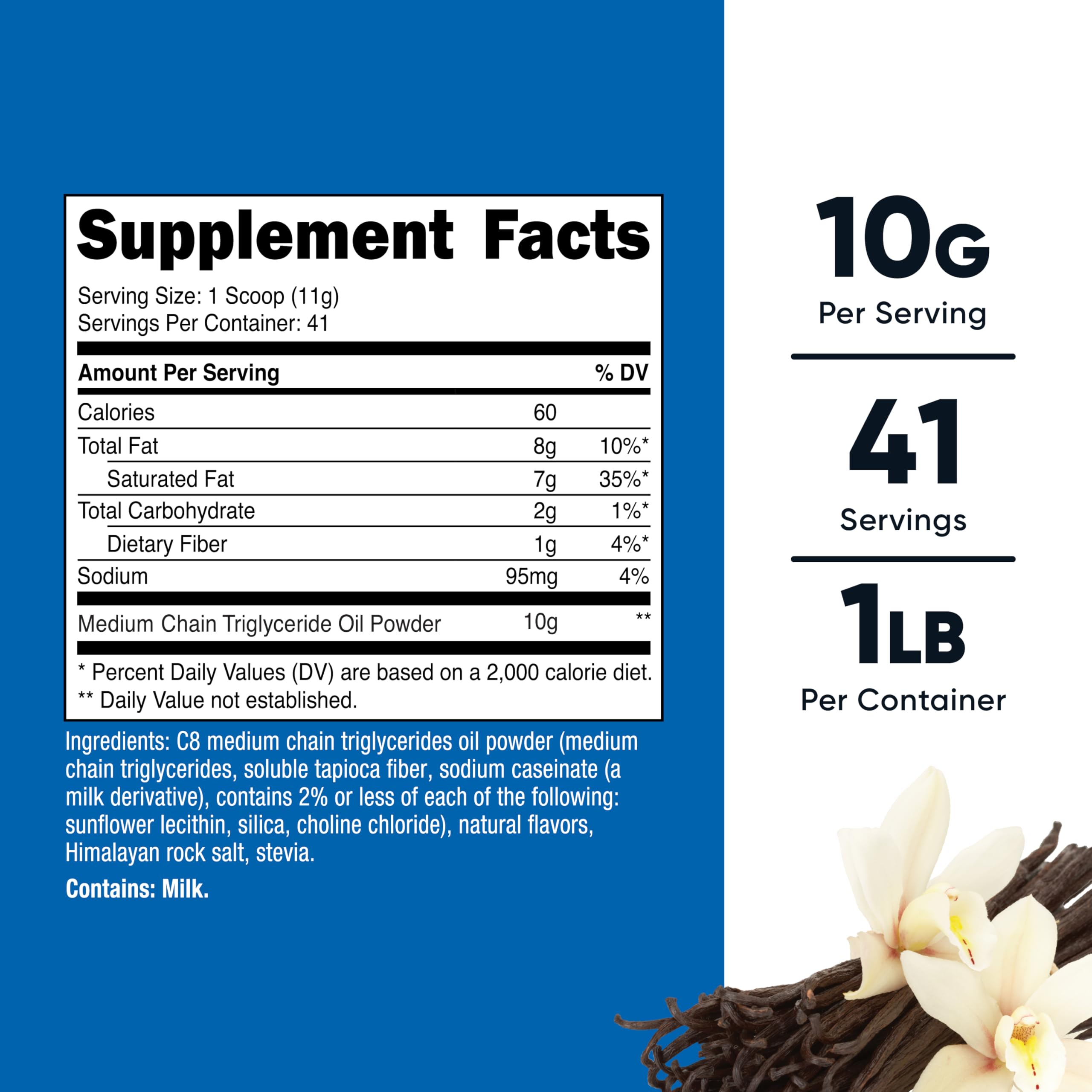 Nutricost C8 MCT powder vanilla scoop for easy serving