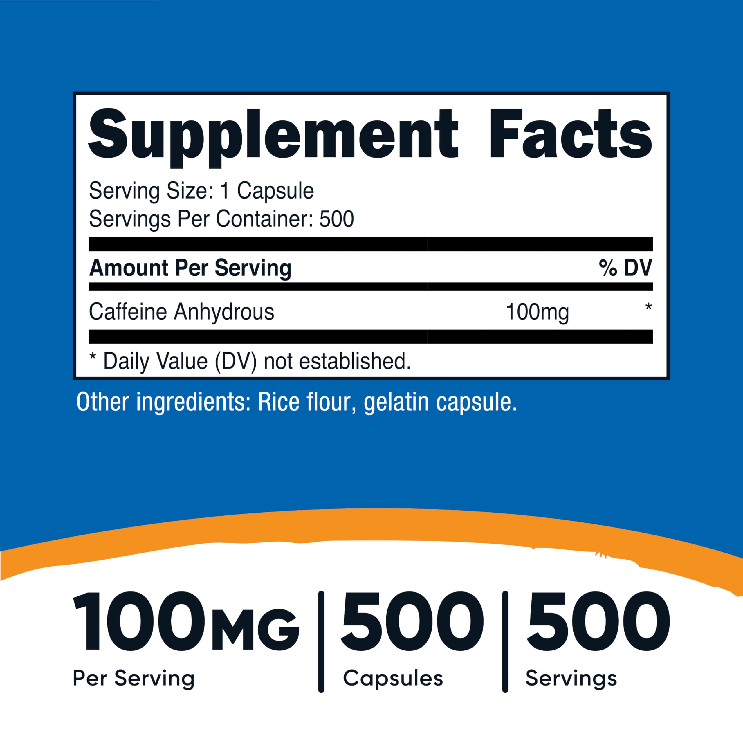Close-up of Nutricost caffeine capsule for focused alertness.