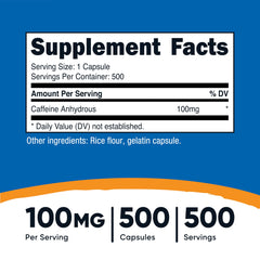 Close-up of Nutricost caffeine capsule for focused alertness.
