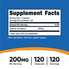 Nutricost caffeine pills capsules closeup highlighting compact form for on-the-go use