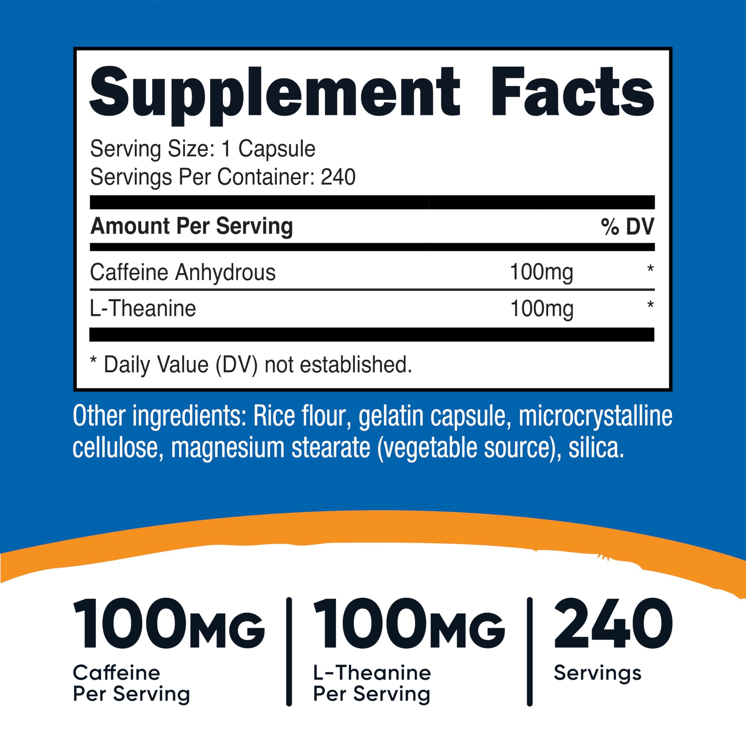 Nutricost Caffeine with L-Theanine capsules neatly arranged for daily energy and focus