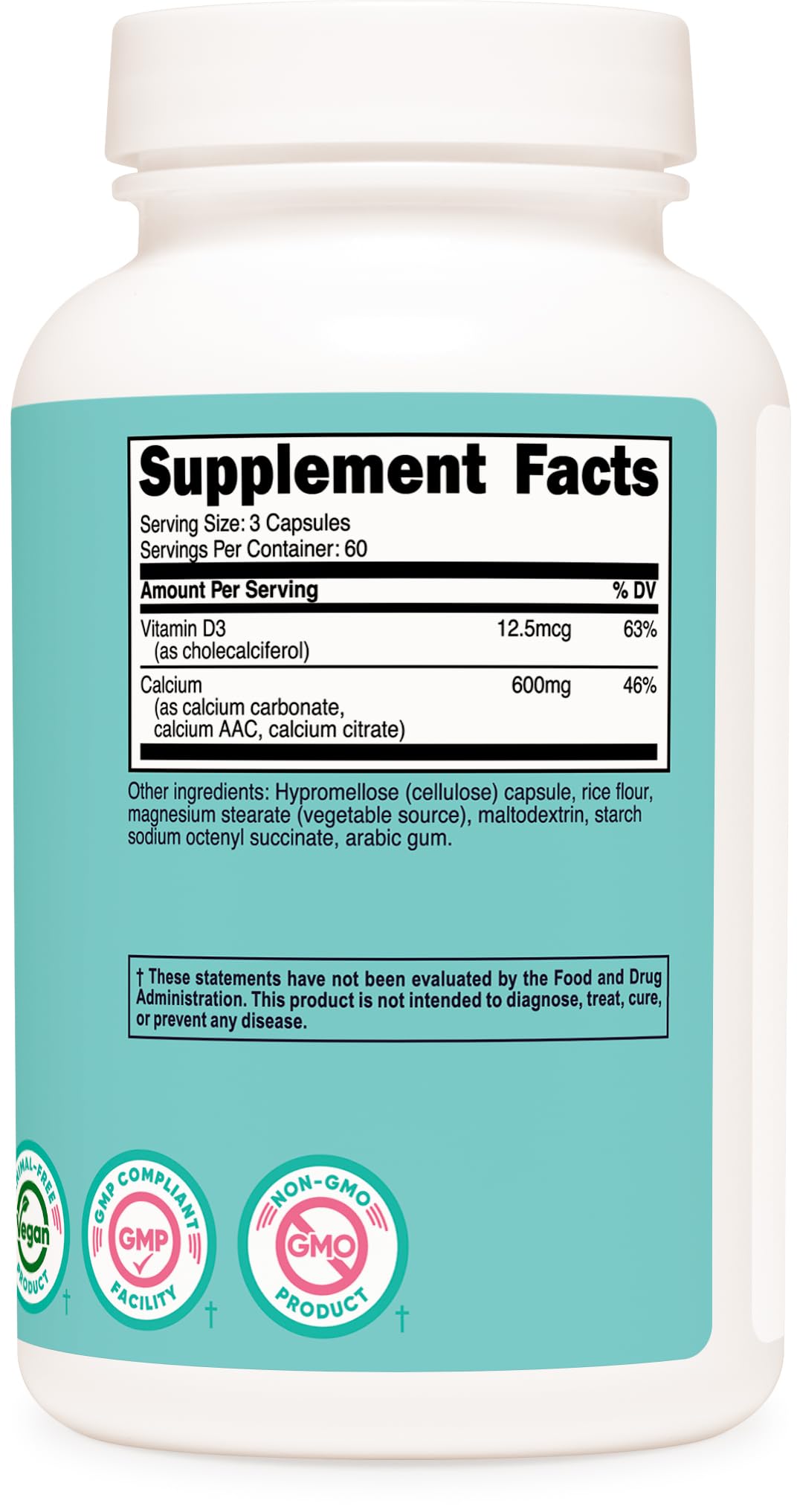 Nutricost Calcium 600mg + Vitamin D3 vegan gluten-free icon emphasizing options