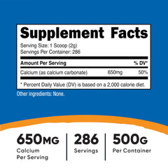 Nutricost Calcium Carbonate Powder pour illustrates smooth texture ready for mixing into beverages