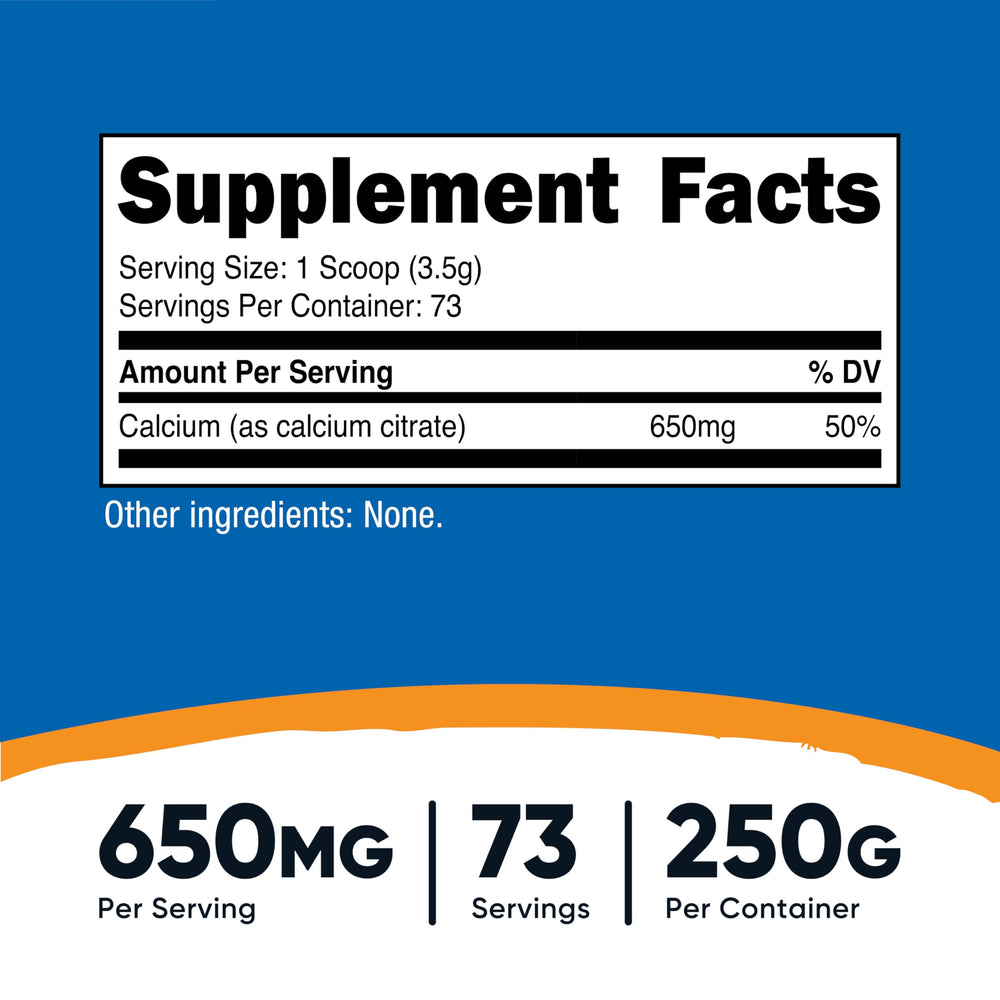 Nutricost Calcium Citrate Powder scoop illustrates precise serving measurement