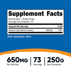 Nutricost Calcium Citrate Powder scoop illustrates precise serving measurement