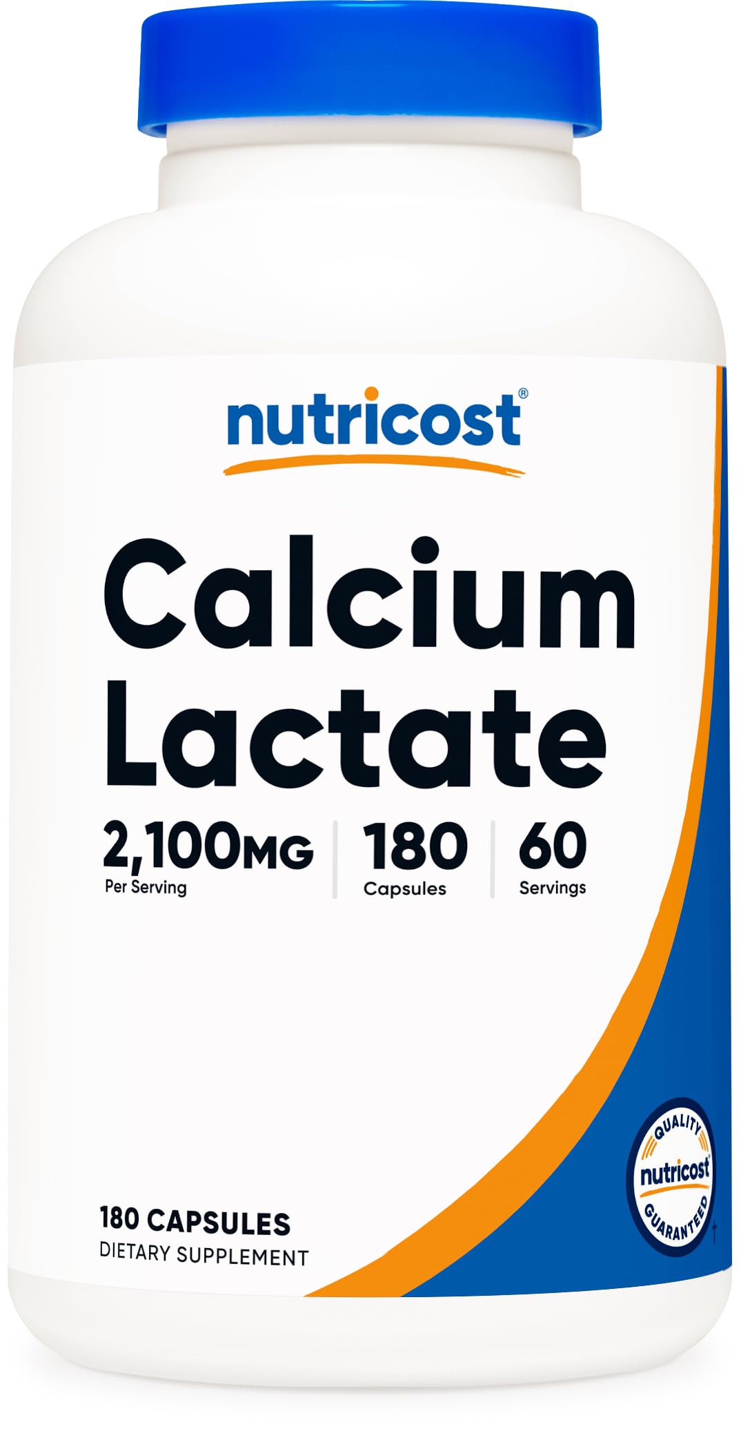 Nutricost Calcium Lactate bottle front view for daily calcium support