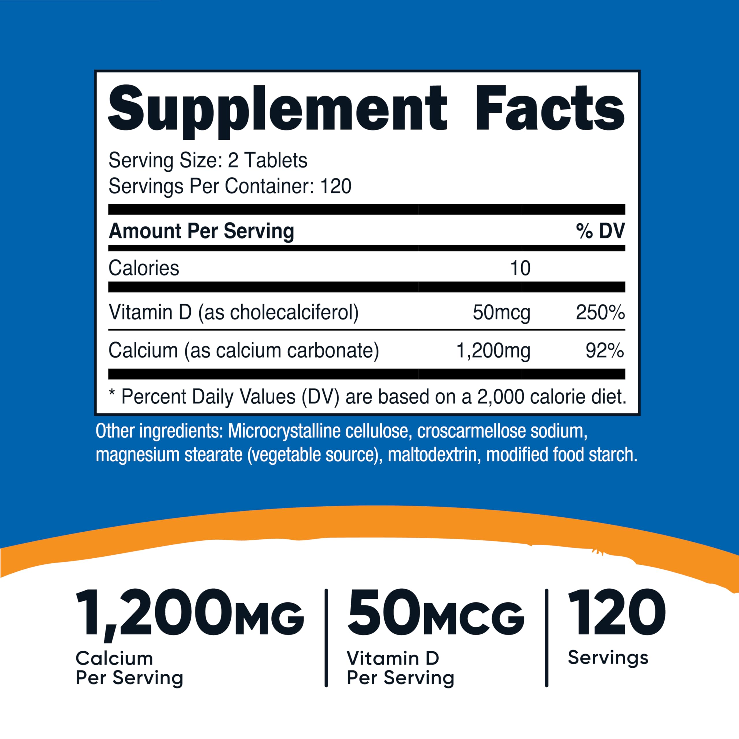 Nutricost calcium with vitamin d tablets closeup
