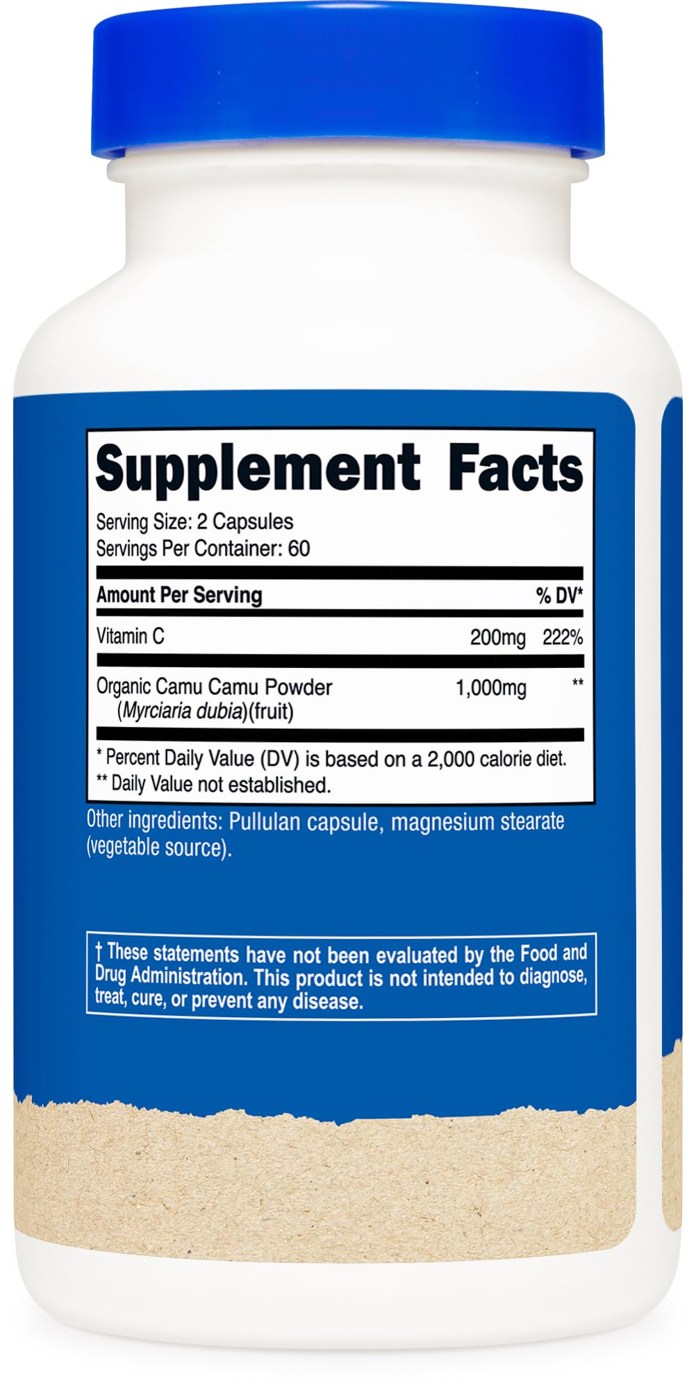 Nutricost Camu Camu bottle in packaging highlights a convenient 60-serving supply.