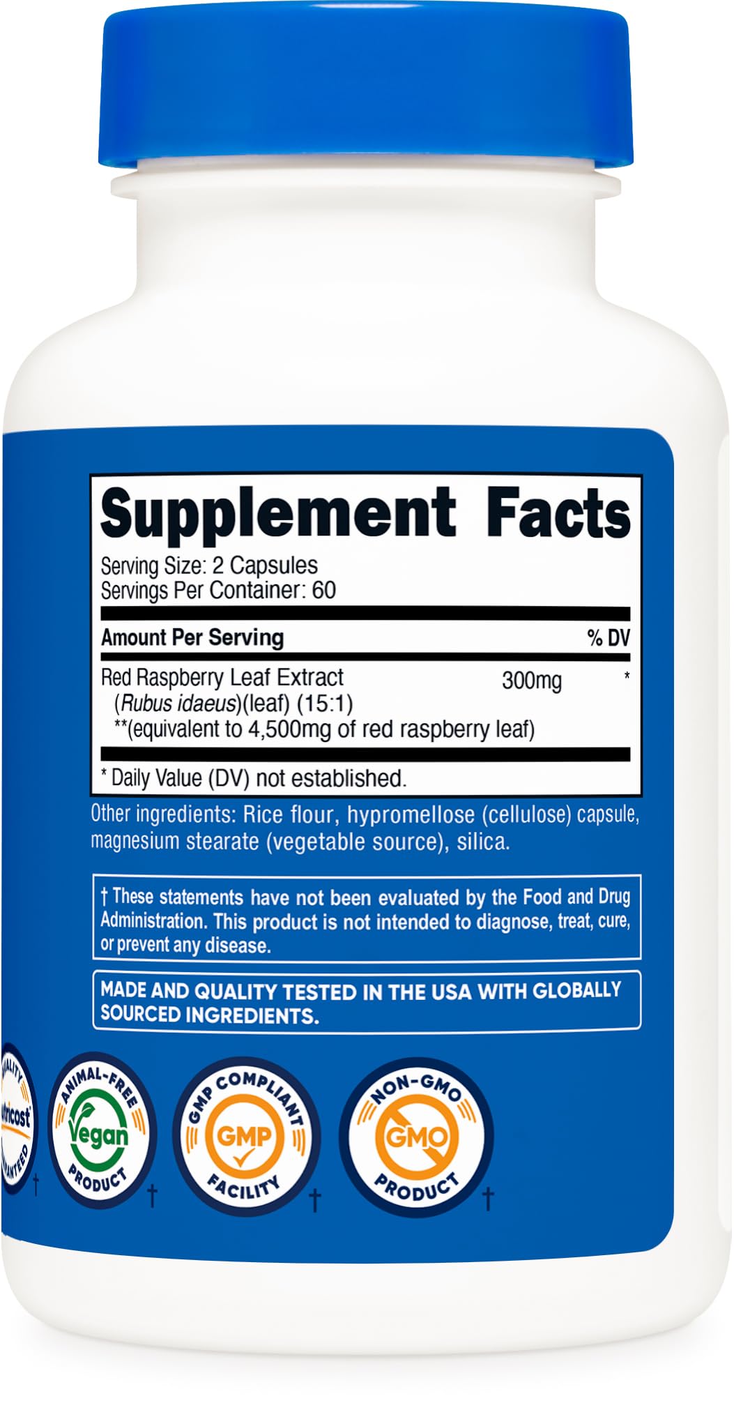Nutricost capsules in hand illustrate convenient 60 servings.