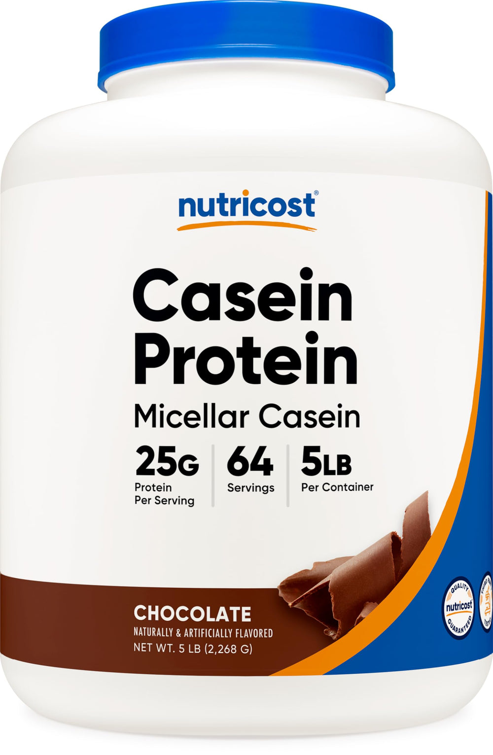 Nutricost Casein Protein Powder front view chocolate flavor for steady nutrition