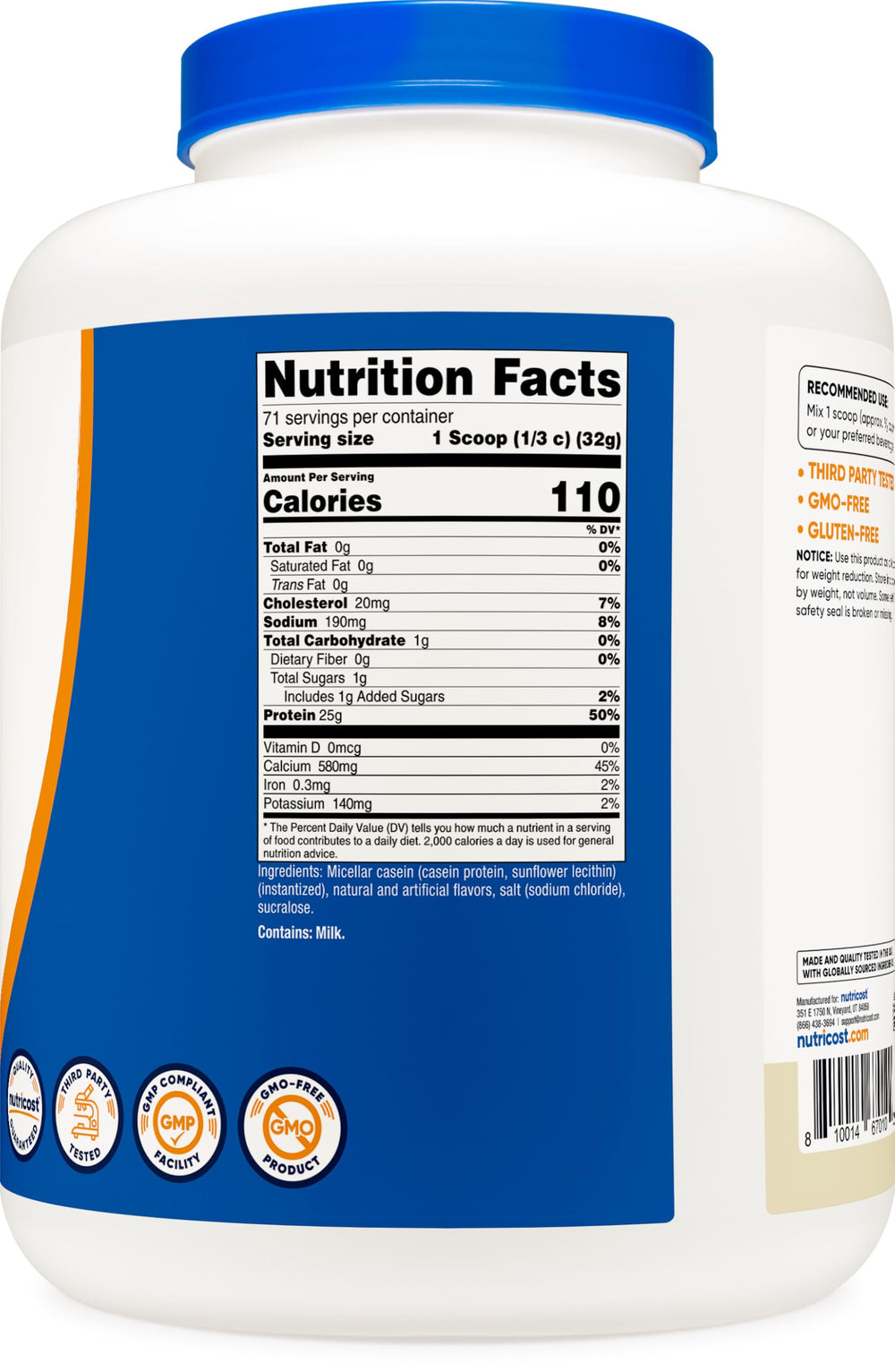 Nutricost Casein Vanilla ready-to-drink shake for post-workout or late night.