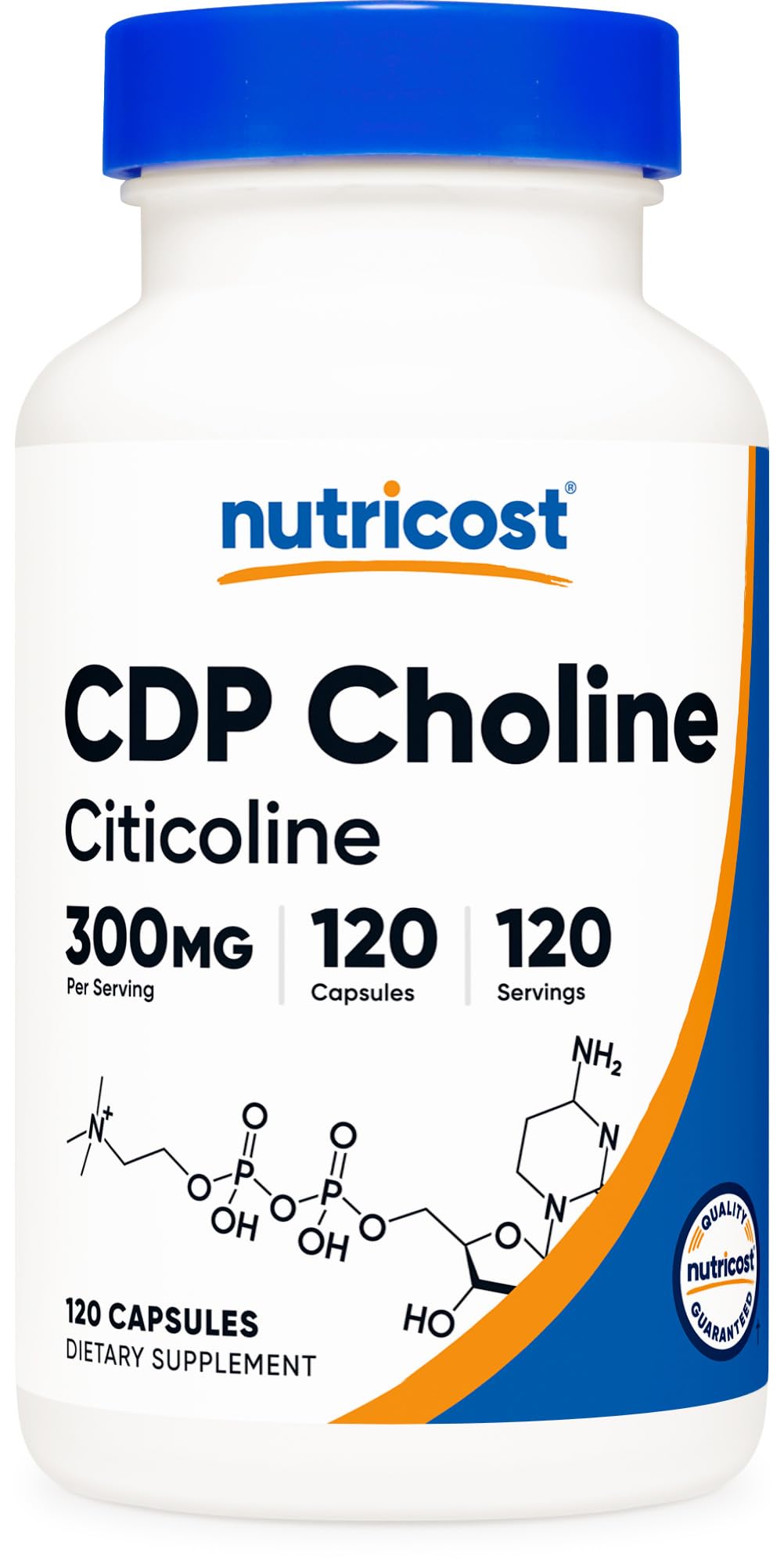 Nutricost CDP Choline 300mg bottle front for daily cognitive support