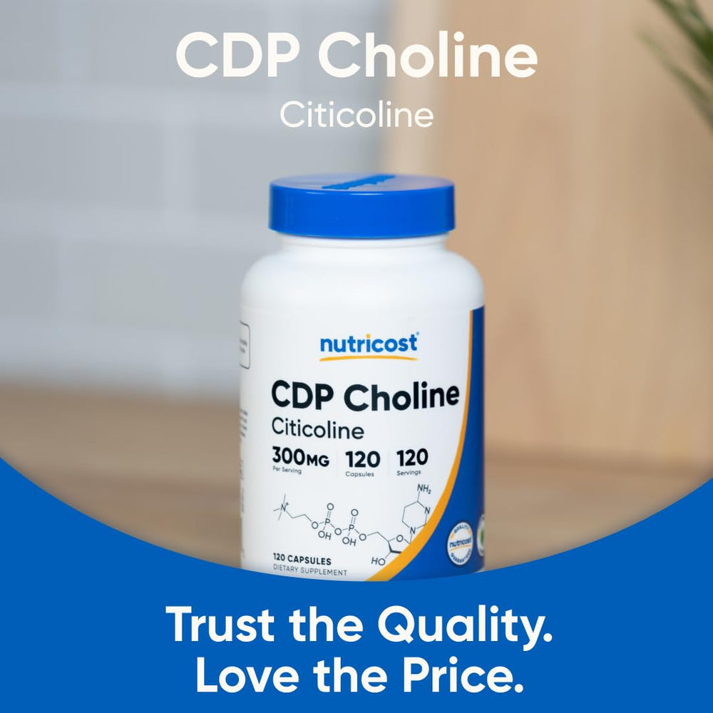 Soft capsules of Nutricost CDP Choline for easy swallowing in daily routines