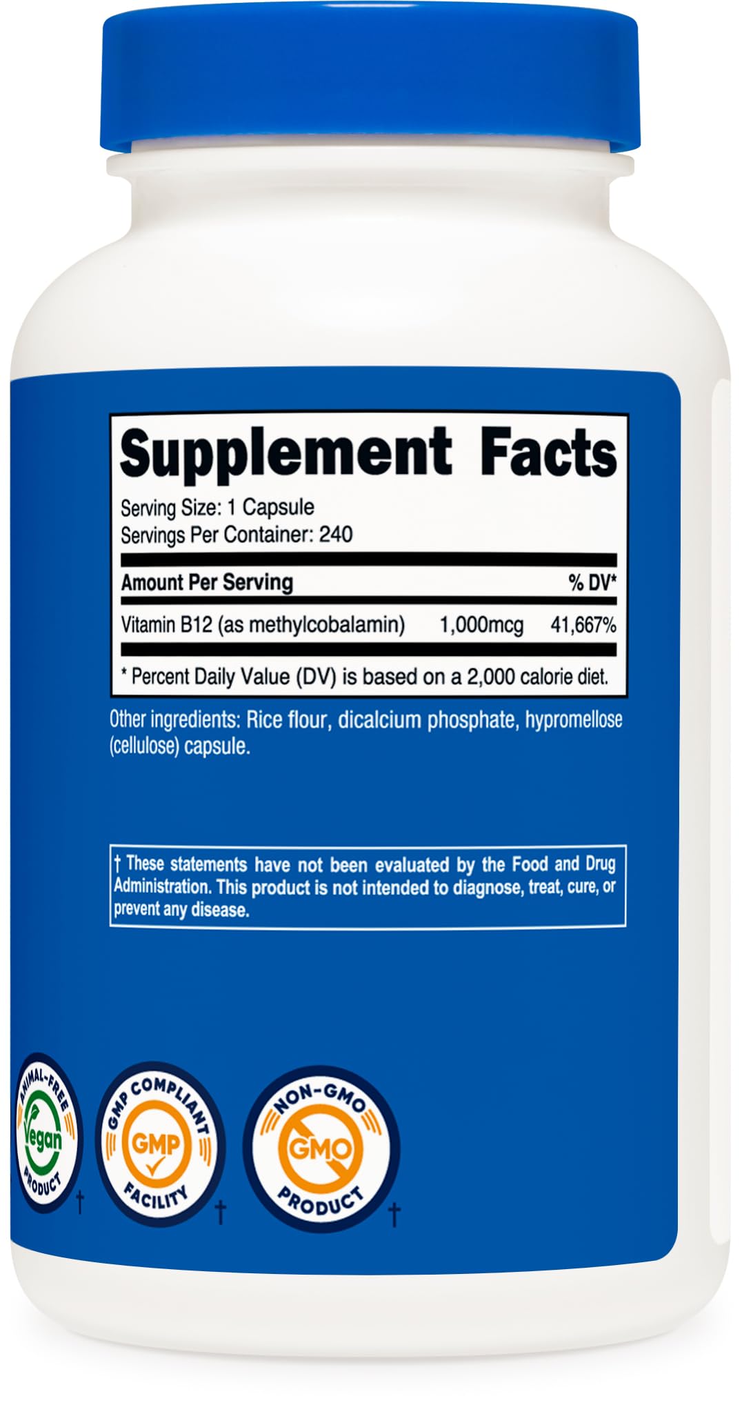 Nutricost certification seals (NSF/GMP/FDA) signaling trusted quality assurance for supplements