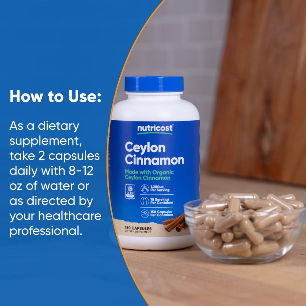 NSF and GMP certification icons alongside Nutricost branding and capsules imagery.
