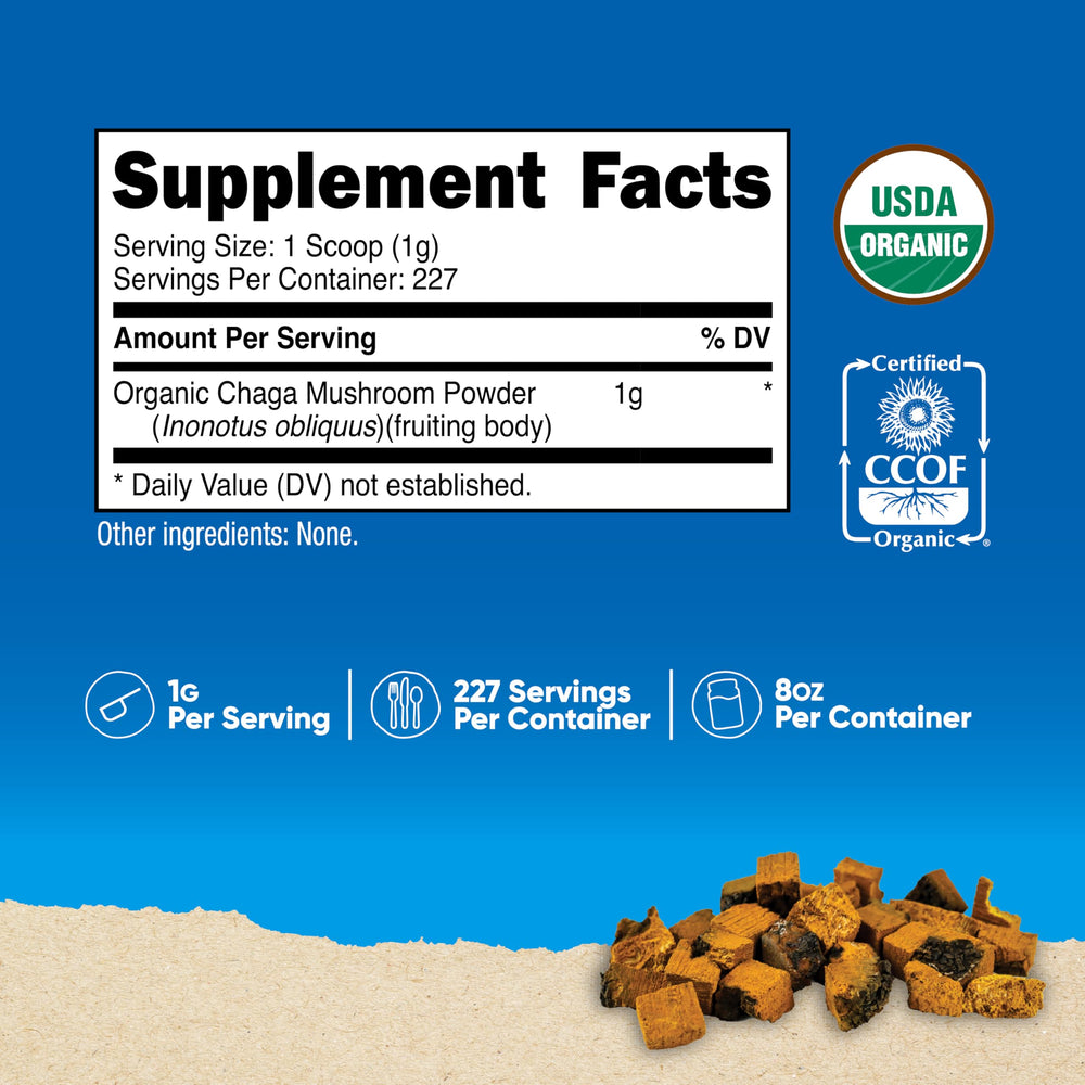 Included 1 gram scoop beside Nutricost Chaga powder for precise serving.