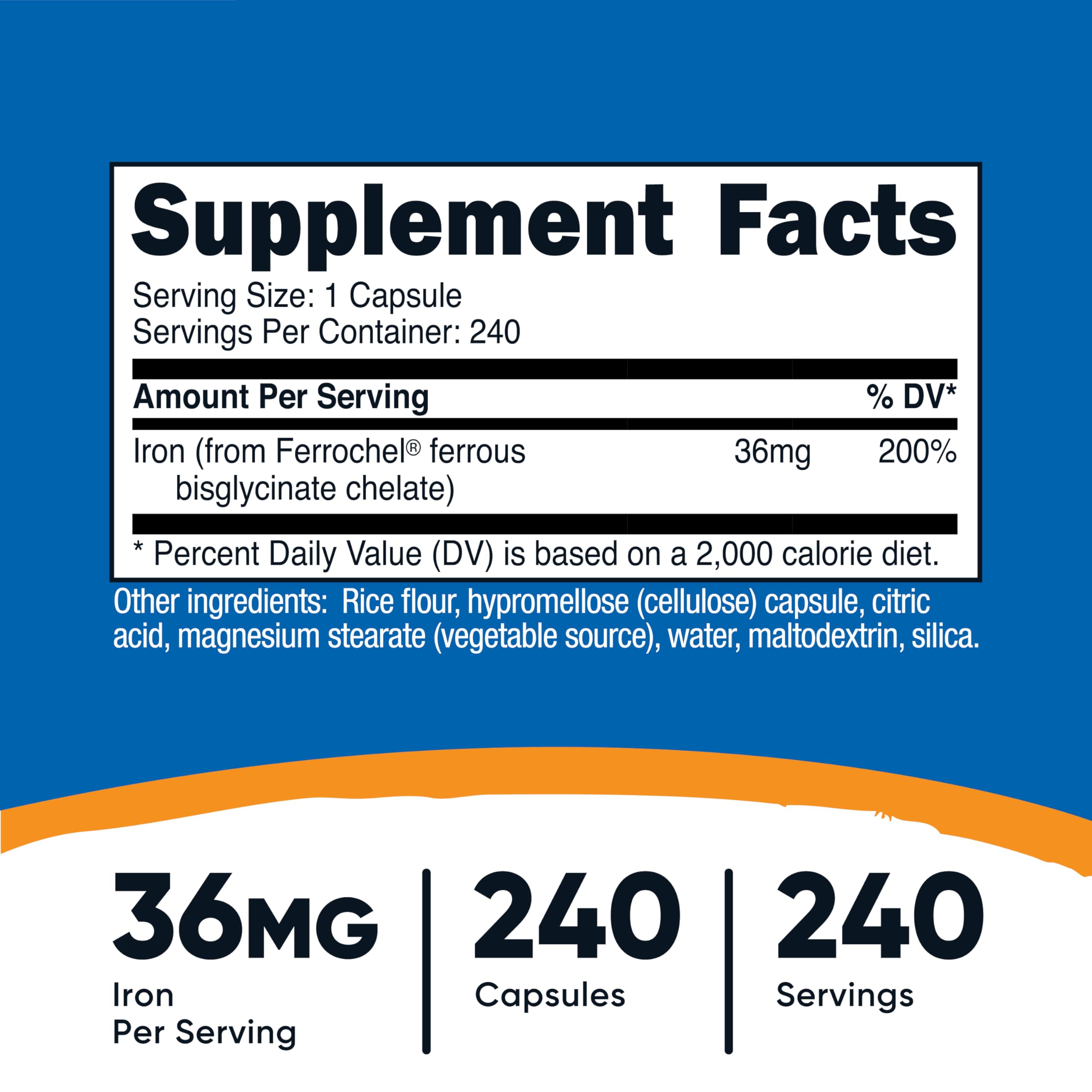 Nutricost Ferrochel iron capsules ready for daily iron support