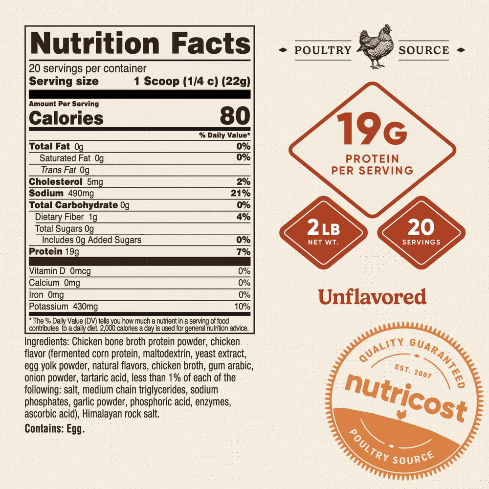 Nutricost Chicken Bone Broth Protein powder stirred into soup for savory depth.