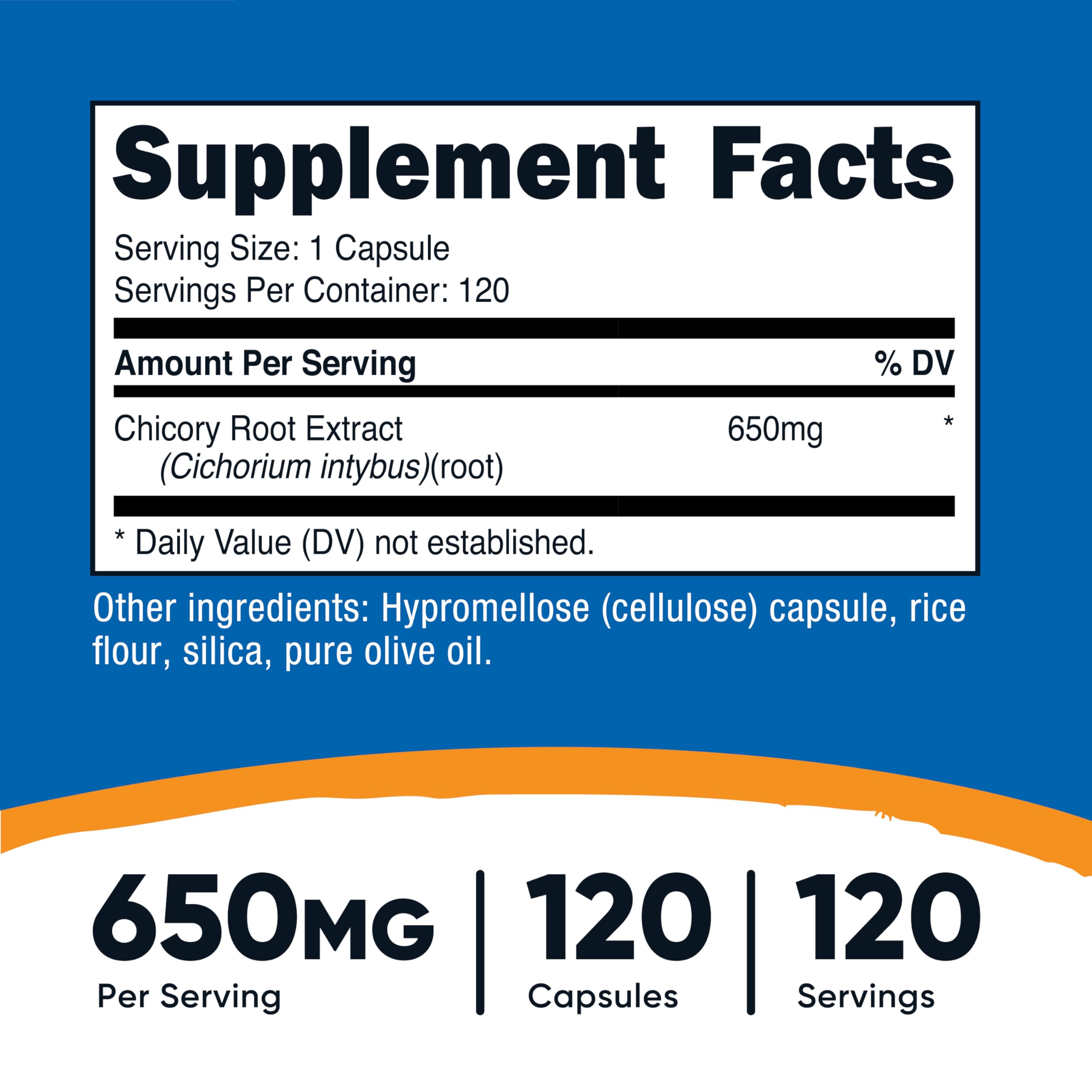 Nutricost Chicory Root capsules closeup highlights plant-based, non-GMO option