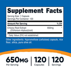 Nutricost Chicory Root capsules closeup highlights plant-based, non-GMO option
