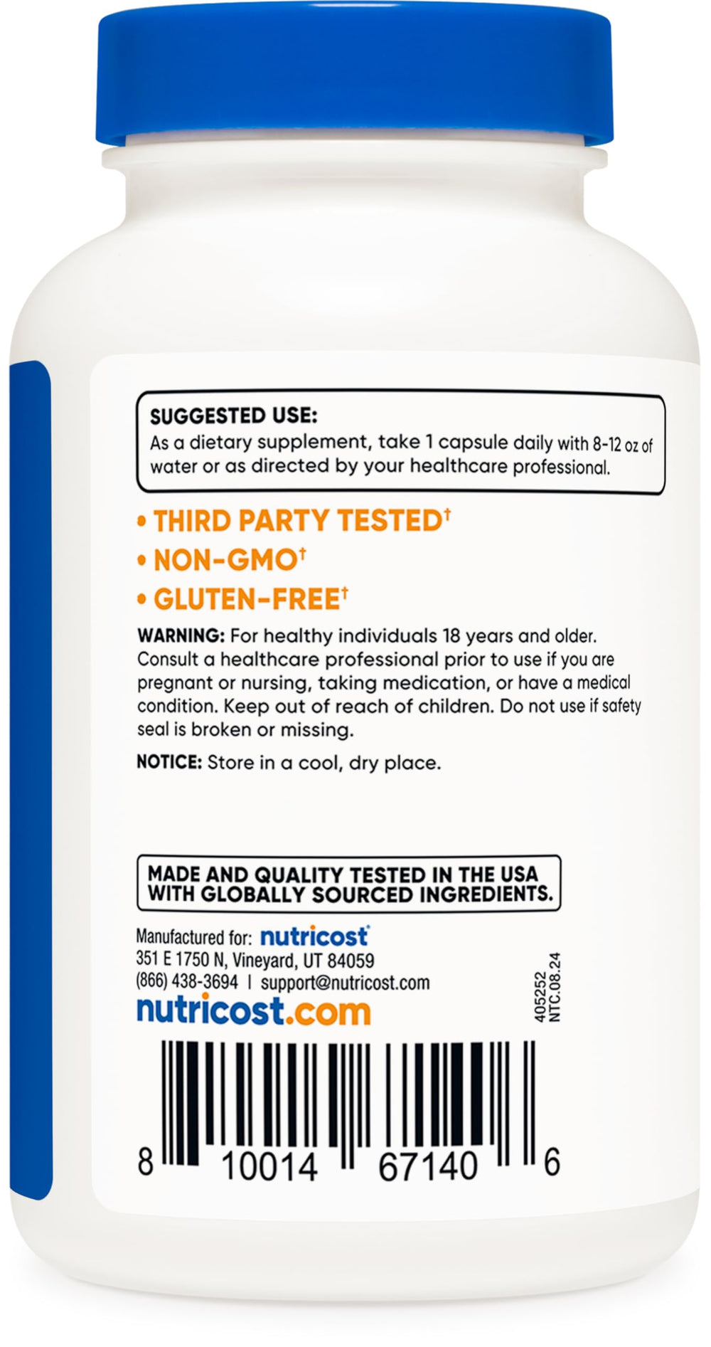 Nutricost Chicory Root label detail with 650mg per capsule