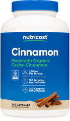 Nutricost Cinnamon Capsules bottle front for easy daily use.