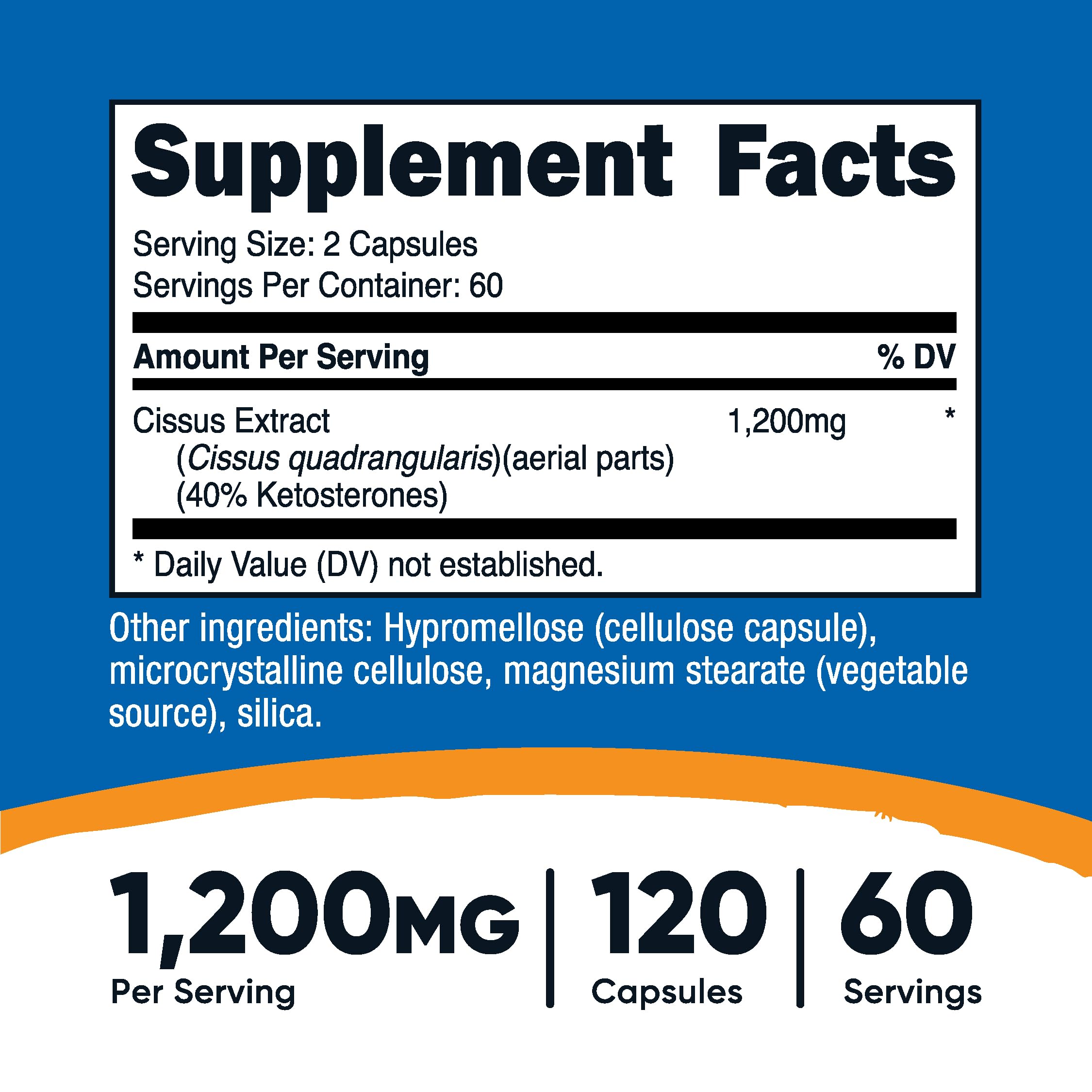 Nutricost Cissus Quadrangularis capsules close-up highlighting vegetarian-friendly formula.