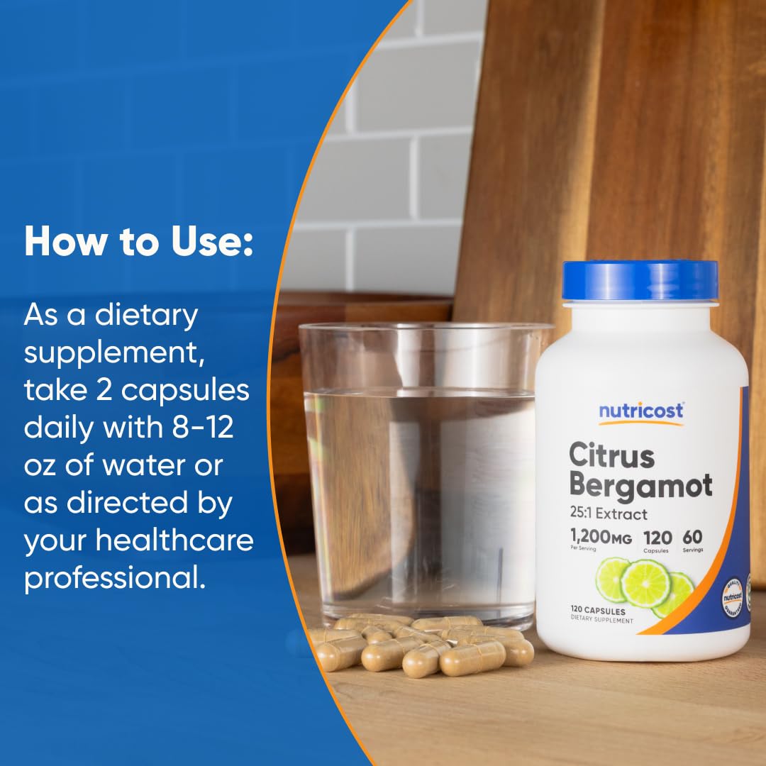 Nutricost Citrus Bergamot capsules gluten-free vegan certification mark for dietary compatibility