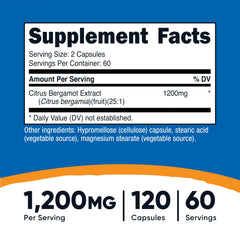 Nutricost Citrus Bergamot capsules pour showing ready-to-take capsules for daily use