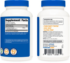 Nutricost Citrus Bergamot capsules serving size info display for 60 servings per bottle