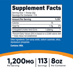 Nutricost CLA powder scoop showing easy measure for accurate servings.